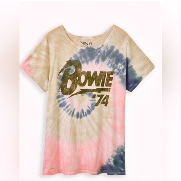 Torrid / The Vinyl Icons Tops - 🆕👩🏻‍🎤Torrid/Bowie’74 tie dye graphic tee Pink/Blue/Grey/White Short sleeves.